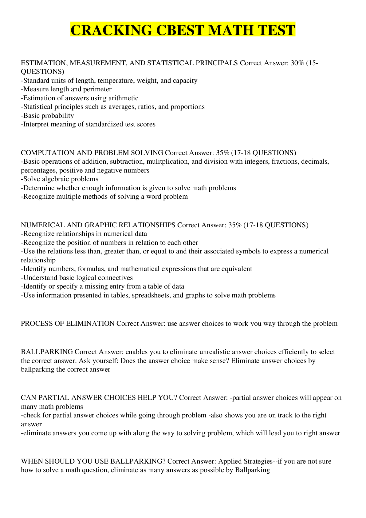 Preview image for CRACKING CBEST MATH TEST